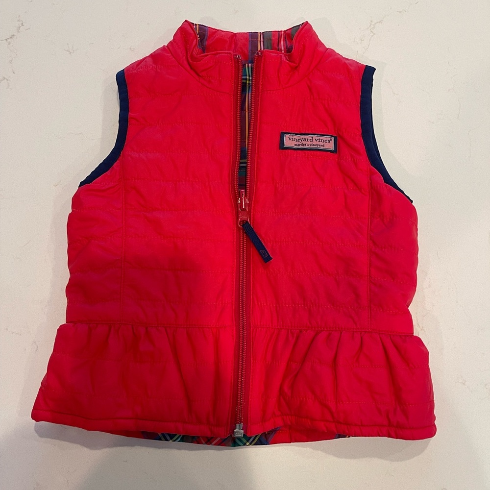 Vineyard Vines 2T red vest - reversible plaid